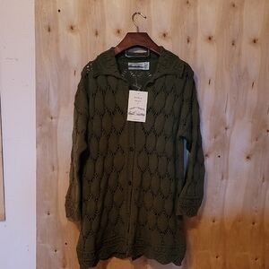 Morino Wool Olive Green Women's Cardigan By Aran Crafts